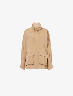 Breya Funnel-Neck Linen-Blend Jacket by FRANKIE SHOP
