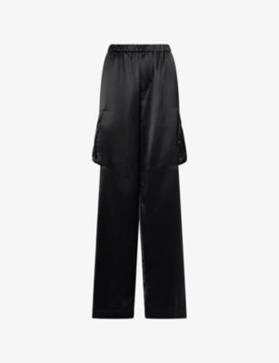 Delny Patch-Pocket Satin Cargo Pants by FRANKIE SHOP