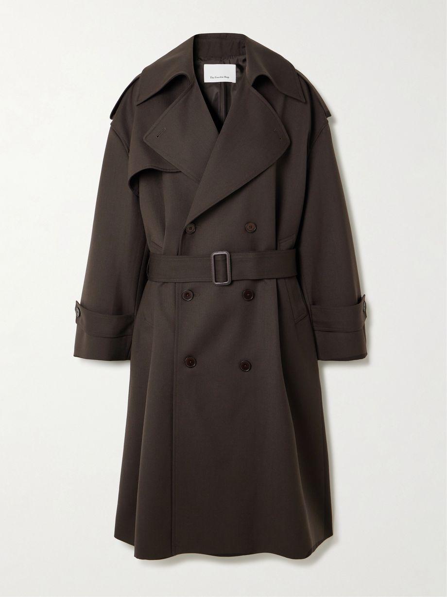Dursey double-breasted belted woven trench coat by FRANKIE SHOP