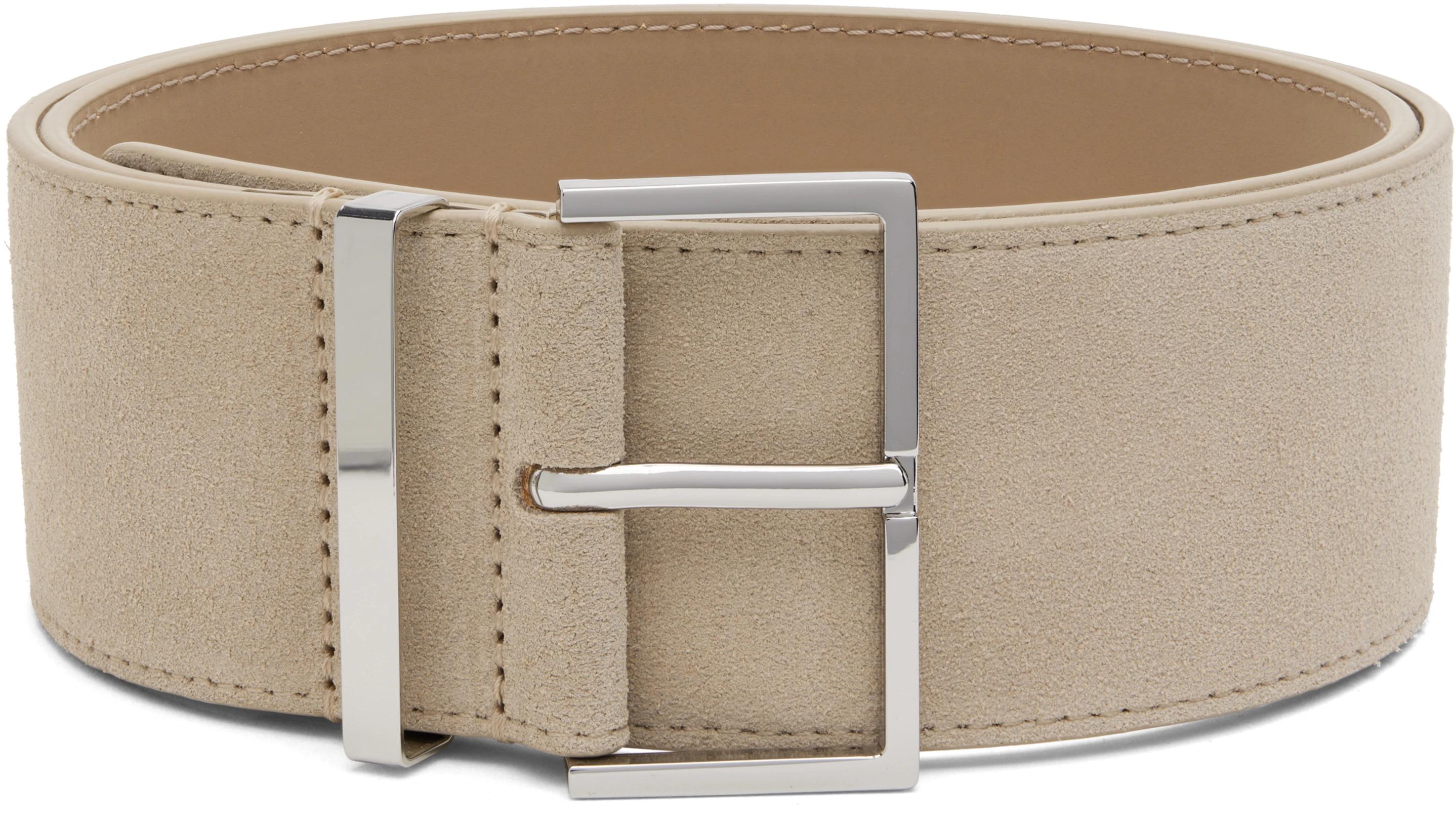 Gray Evro Suede Leather Belt by FRANKIE SHOP
