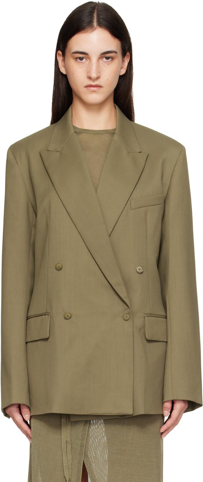 Khaki Newark Double Breasted Blazer by FRANKIE SHOP
