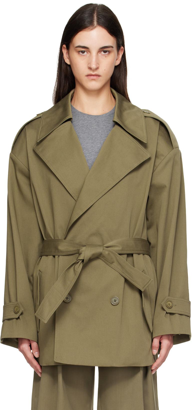 Khaki Zurich Oversized Short Trench Coat by FRANKIE SHOP