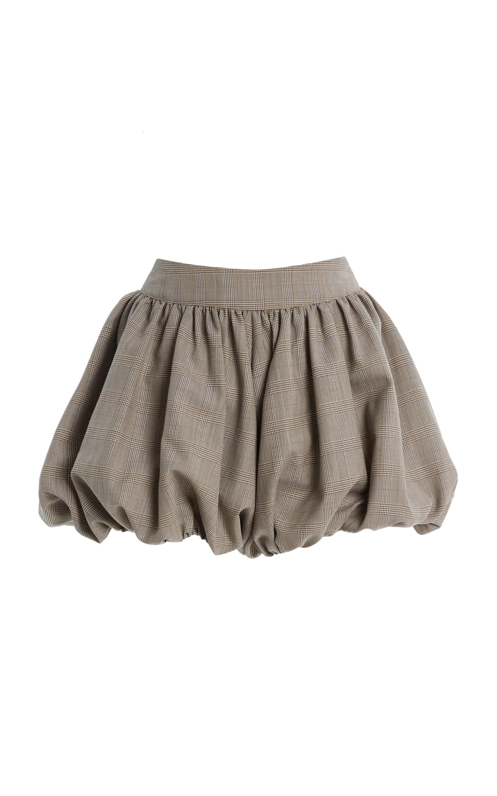 The Frankiehop Alina Plaid Wool-Blend Bubble-Hemhorts - Moda Operandi by FRANKIE SHOP