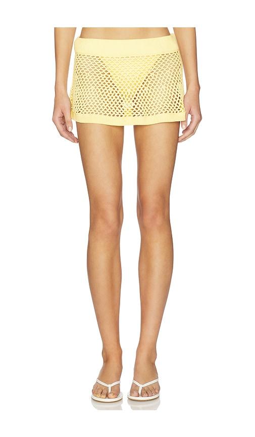Frankies Bikinis Adaline Crochet Mini Skirt in Yellow by FRANKIES BIKINIS