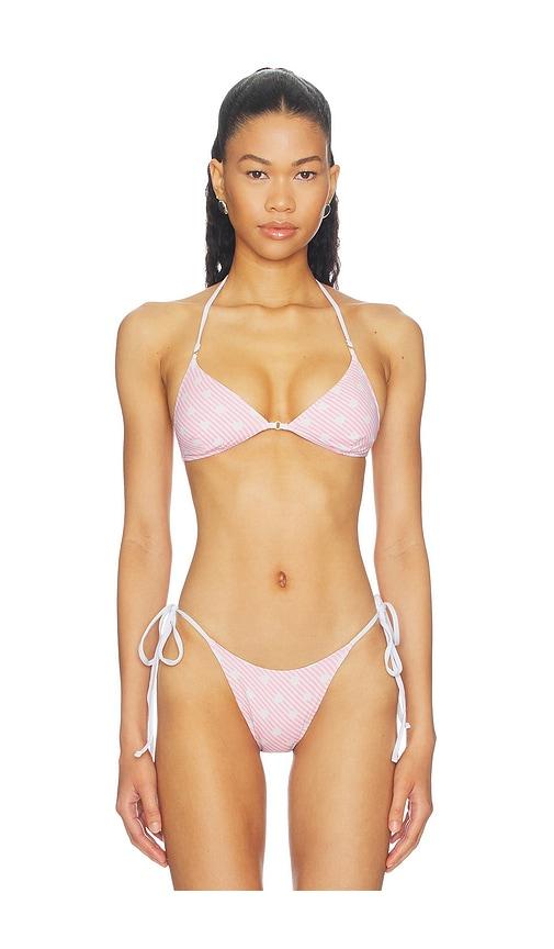 Frankies Bikinis Amore Reversible Bikini Top in Pink by FRANKIES BIKINIS