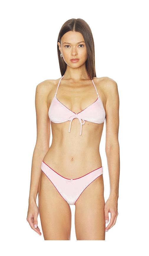 Frankies Bikinis Amore Velvet Bikini Top in Pink by FRANKIES BIKINIS
