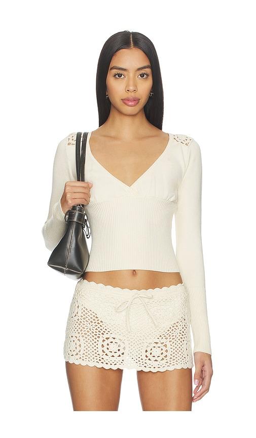 Frankies Bikinis Arlo Cloud Knit Long Sleeve Shirt in Ivory by FRANKIES BIKINIS