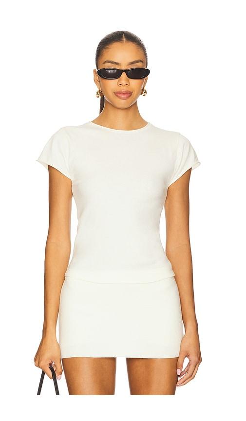 Frankies Bikinis Baylee Cloud Knit Tee in Soft Vanilla in Ivory by FRANKIES BIKINIS