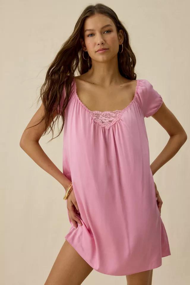 Frankies Bikinis Bo Lace Trim Silk Babydoll Mini Dress by FRANKIES BIKINIS