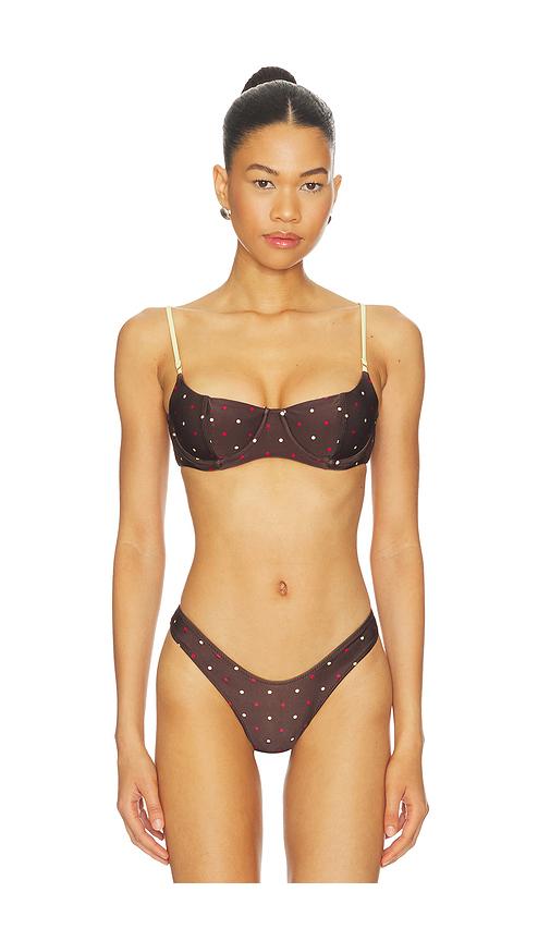 Frankies Bikinis Cola Satin Top in Brown,Lemon by FRANKIES BIKINIS