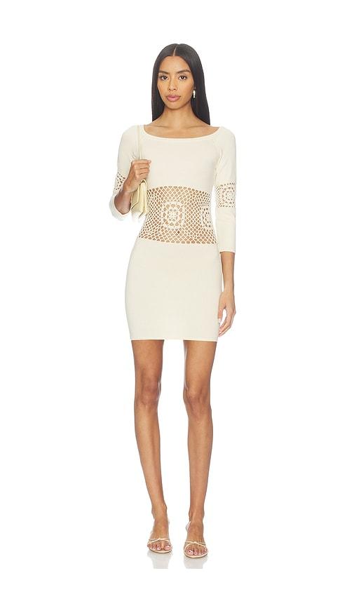 Frankies Bikinis Festival Cloud Knit Mini Dress in White by FRANKIES BIKINIS