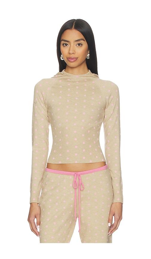 Frankies Bikinis Hazel Cloud Knit Hoodie in Beige by FRANKIES BIKINIS