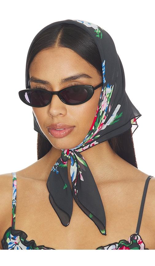 Frankies Bikinis Josie Chiffon Head Scarf in Black by FRANKIES BIKINIS