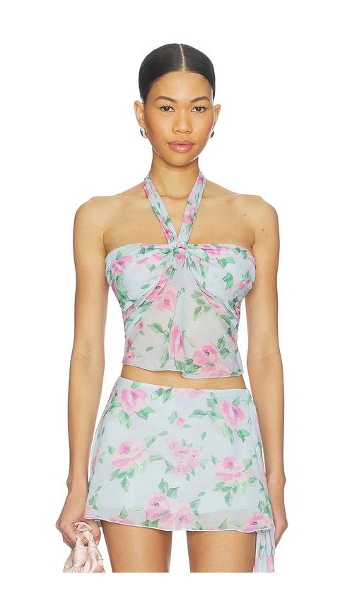 Frankies Bikinis Maribel Chiffon Halter Top in Baby Blue by FRANKIES BIKINIS
