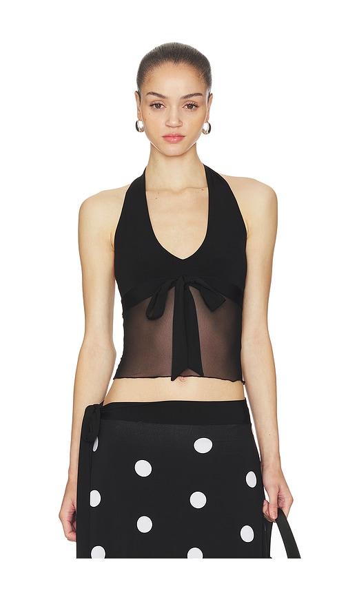 Frankies Bikinis May Mesh Halter Top in Black by FRANKIES BIKINIS
