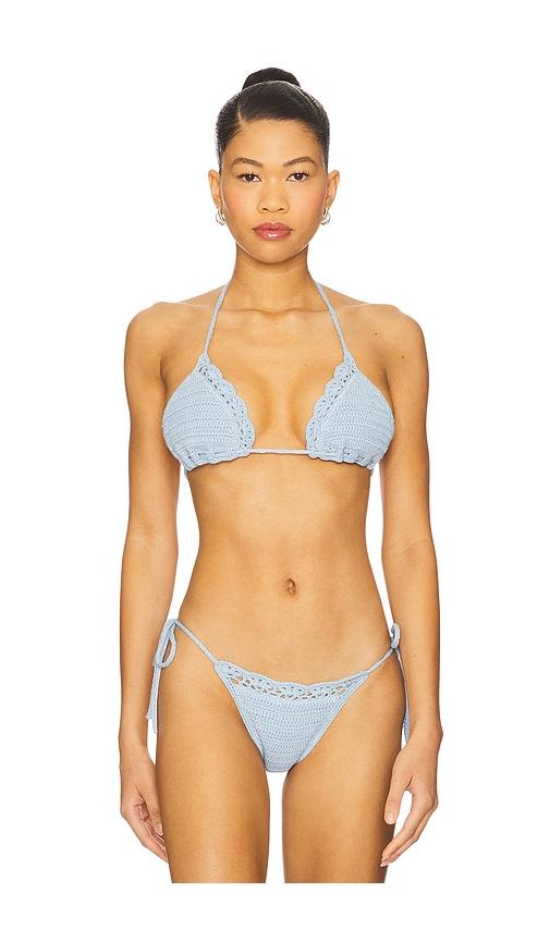 Frankies Bikinis Nick Crochet Bikini Top in Baby Blue by FRANKIES BIKINIS