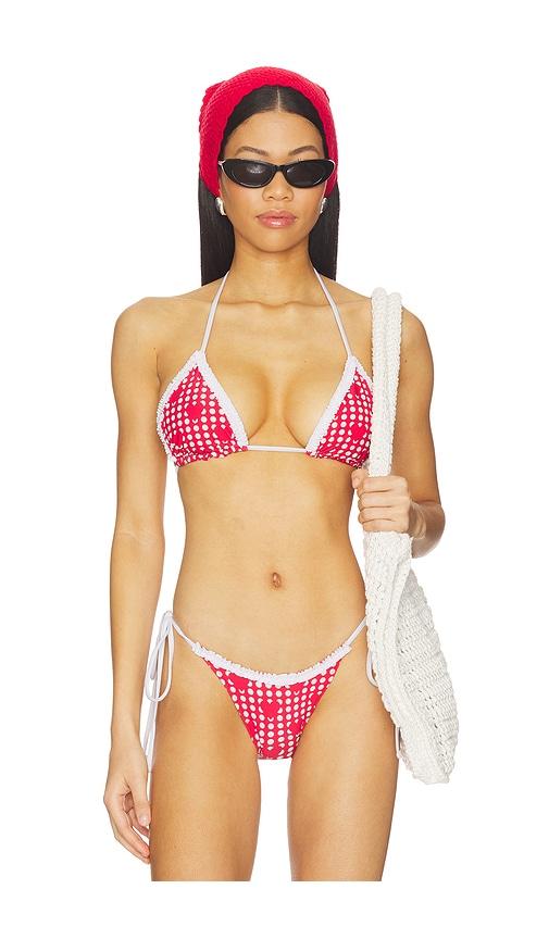 Frankies Bikinis Nick Ruffle Top in Red by FRANKIES BIKINIS