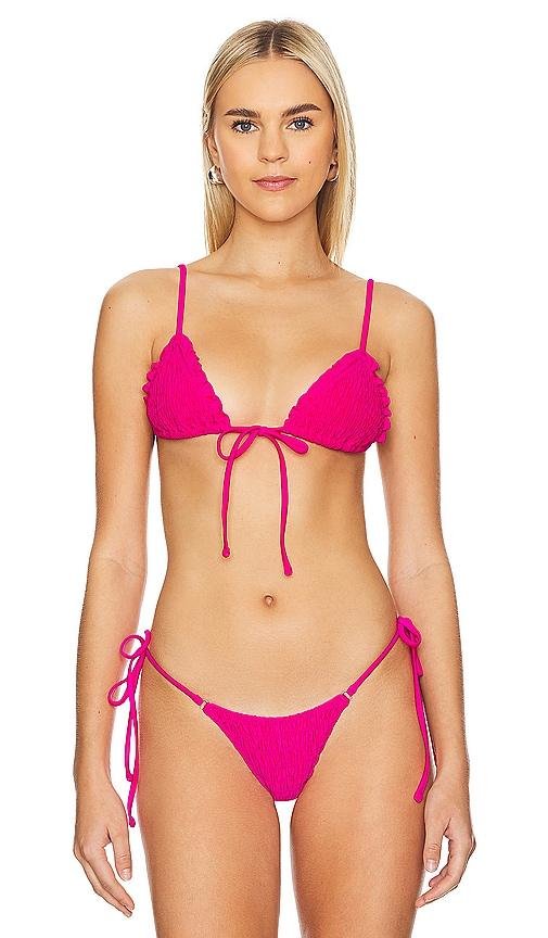 Frankies Bikinis Penny Satin Top in Pink by FRANKIES BIKINIS