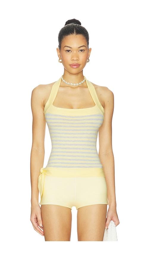 Frankies Bikinis Quinn Cloud Knit Halter Top in Yellow by FRANKIES BIKINIS