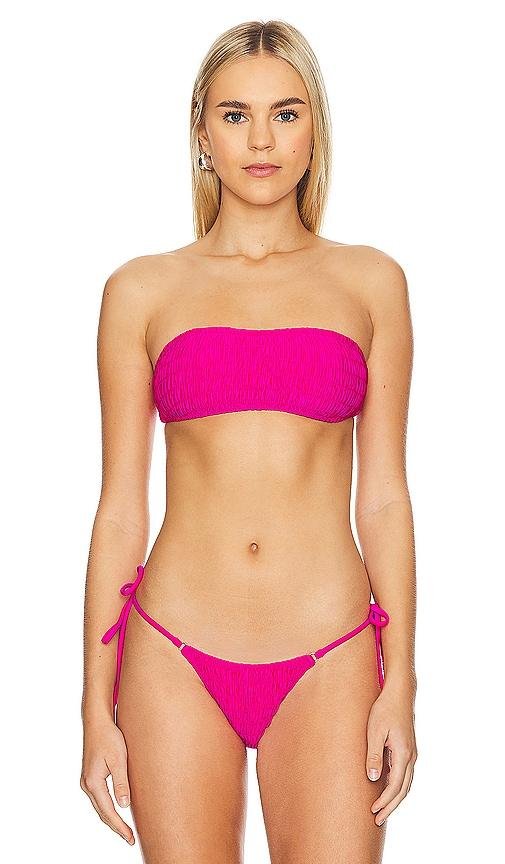 Frankies Bikinis Rosabella Satin Top in Pink by FRANKIES BIKINIS