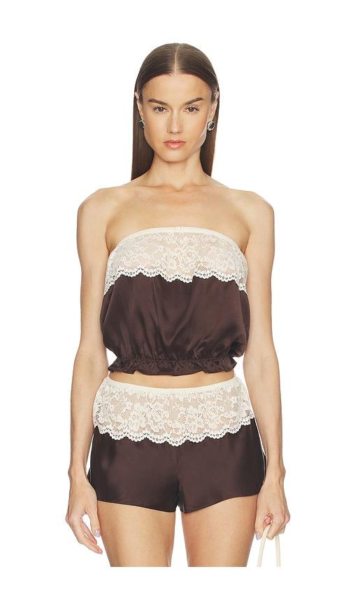 Frankies Bikinis Rosie Silk Sleeveless Blouse in Chocolate by FRANKIES BIKINIS