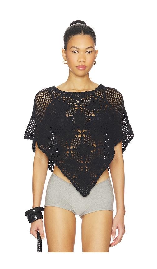 Frankies Bikinis Sophie Crochet Poncho in Black by FRANKIES BIKINIS