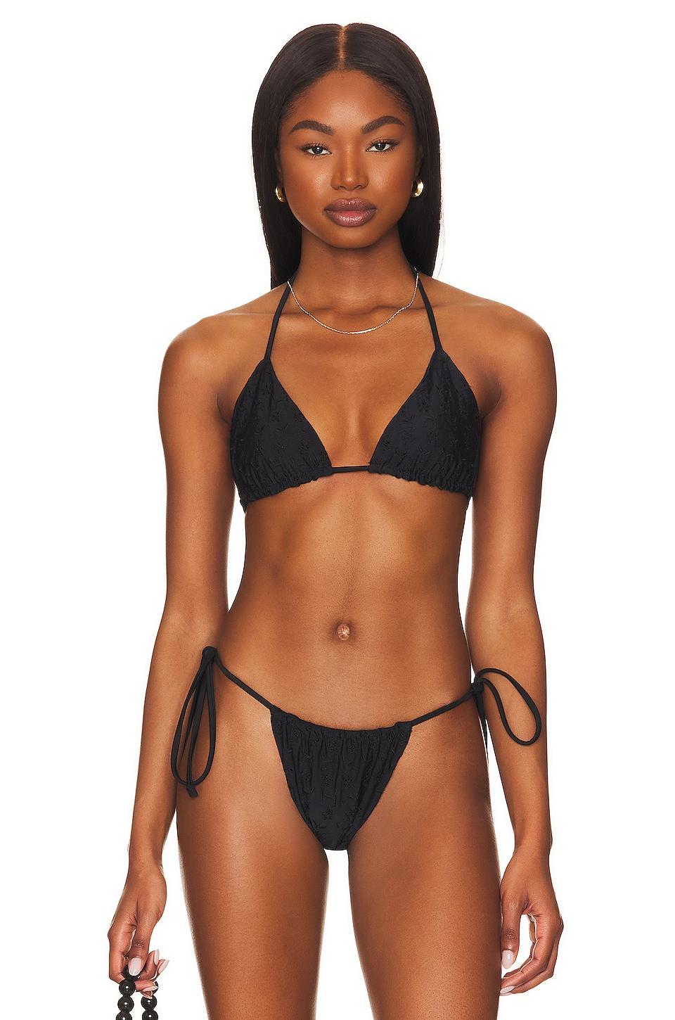 Frankies Bikinis Tia Eyelet Bikini Top in Black by FRANKIES BIKINIS Frankies Bikinis Tia Eyelet Bikini Top in Black by FRANKIES BIKINIS