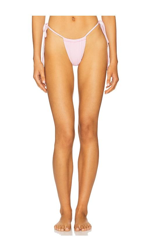 Frankies Bikinis Tia Ribbed Bikini Bottom in Pink by FRANKIES BIKINIS
