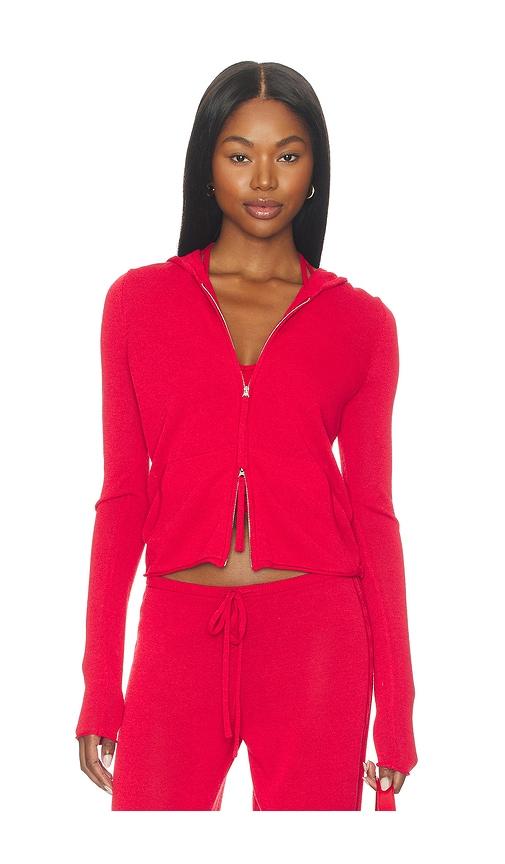 Frankies Bikinis X JENNIE Atlas Knit Hoodie in Red by FRANKIES BIKINIS