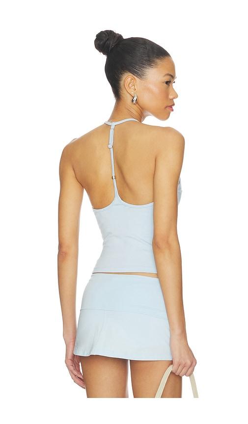 Frankies Bikinis X JENNIE Chantal Halter Cotton Jersey Top in Baby Blue by FRANKIES BIKINIS