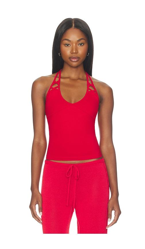 Frankies Bikinis X JENNIE Nora Cotton Jersey Halter Top in Red by FRANKIES BIKINIS