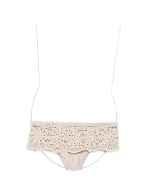 Shelly crochet-knit ruffled bikini bottoms by FRANKIES BIKINIS