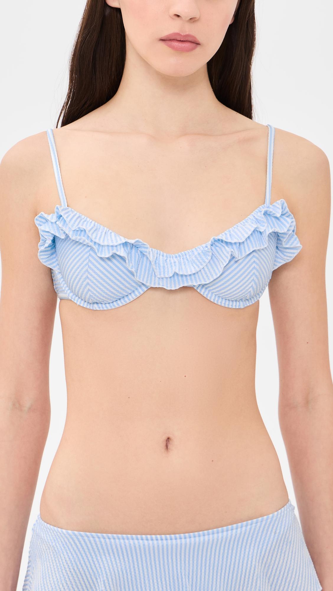 Venus Seersucker Bikini Top by FRANKIES BIKINIS