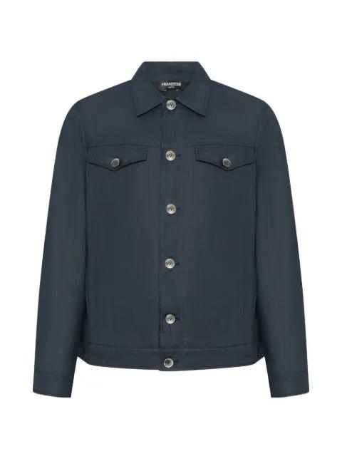 flap-pocket linen shirt jacket by FRANZESE COLLECTION