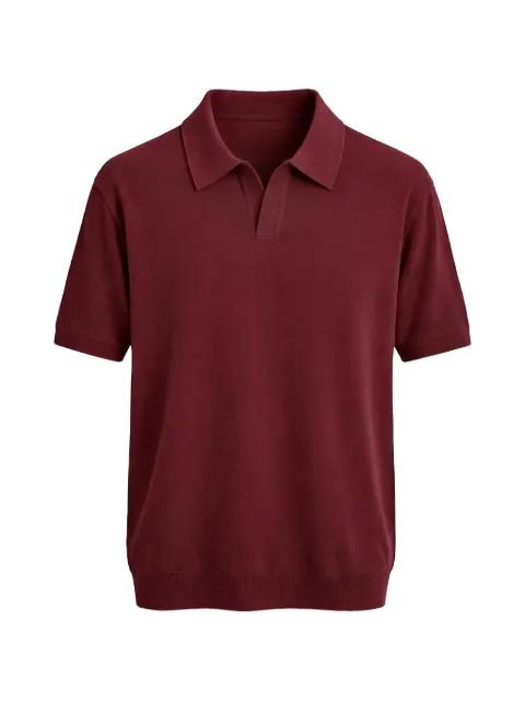 ribbed V-neck cotton polo shirt by FRANZESE COLLECTION