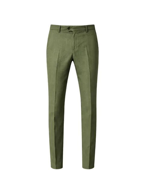 slim-fit pleated linen trousers by FRANZESE COLLECTION