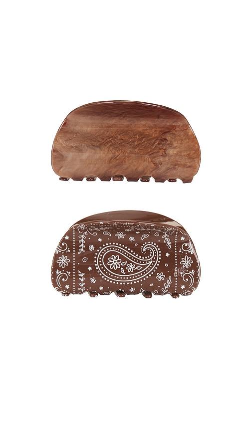 Frasier Sterling Bandana Claw Clip Set in Brown by FRASIER STERLING