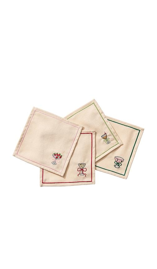 Frasier Sterling Cheers Cocktail Napkins Set Of 4 in Cream by FRASIER STERLING