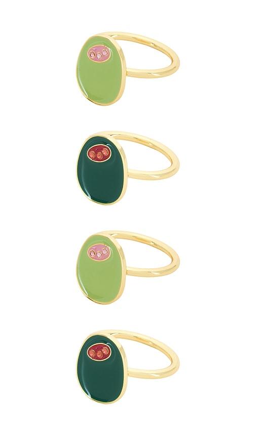 Frasier Sterling Olive You Napkin Rings Set Of 4 in Green by FRASIER STERLING