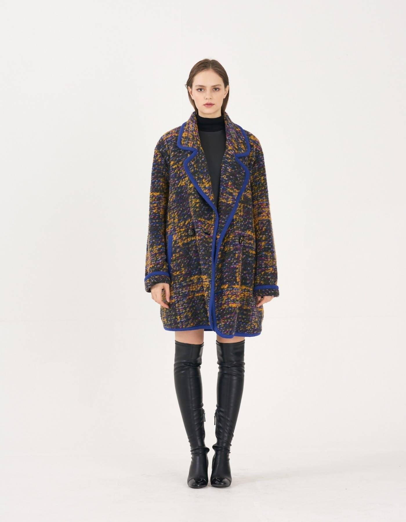 Unisex Italy Wool Knit Oversize Coat - Blue by FREAKSBYKIMTAEHOON