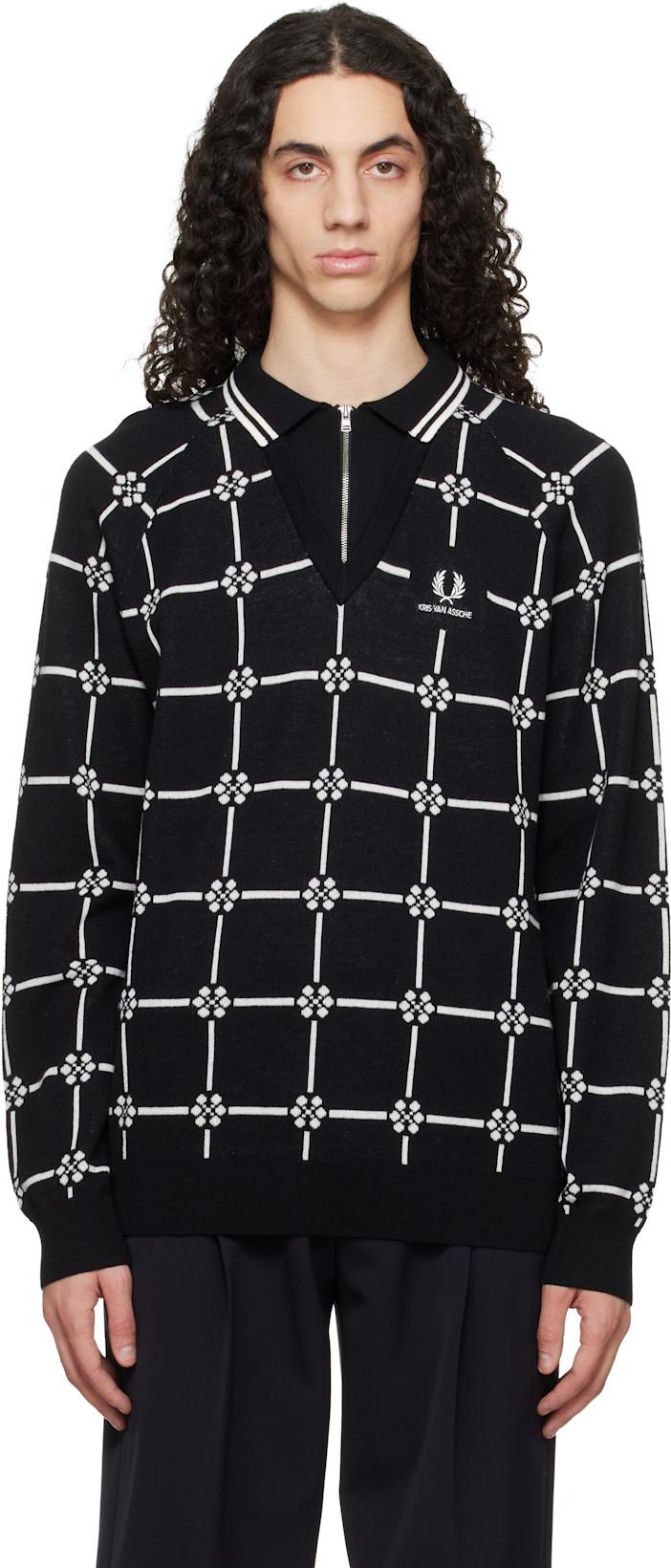 Black Kris Van Assche Edition Long Sleeve Knitted Polo by FRED PERRY