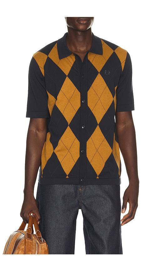 Fred Perry Argyle Button Knitted Shirt in Blue by FRED PERRY