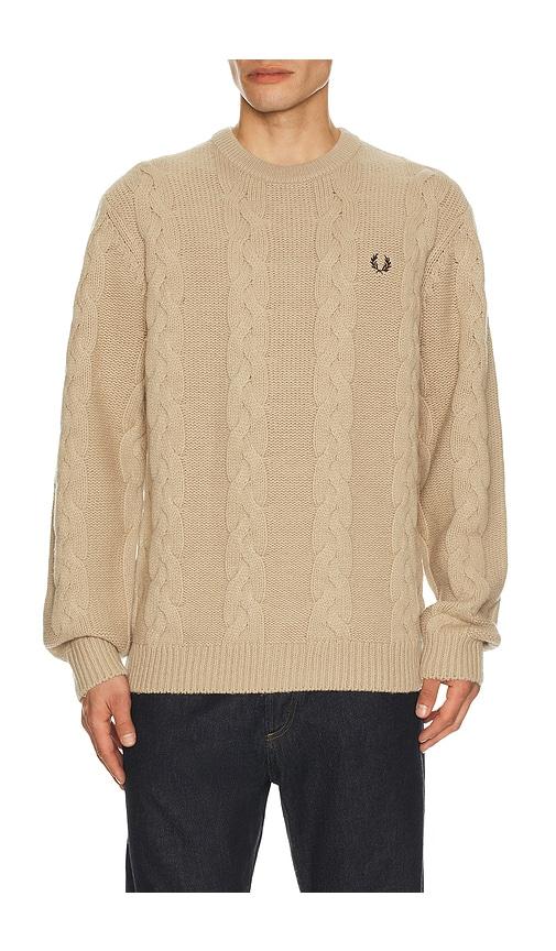 Fred Perry Chunky Cable Knit Jumper in Cream by FRED PERRY