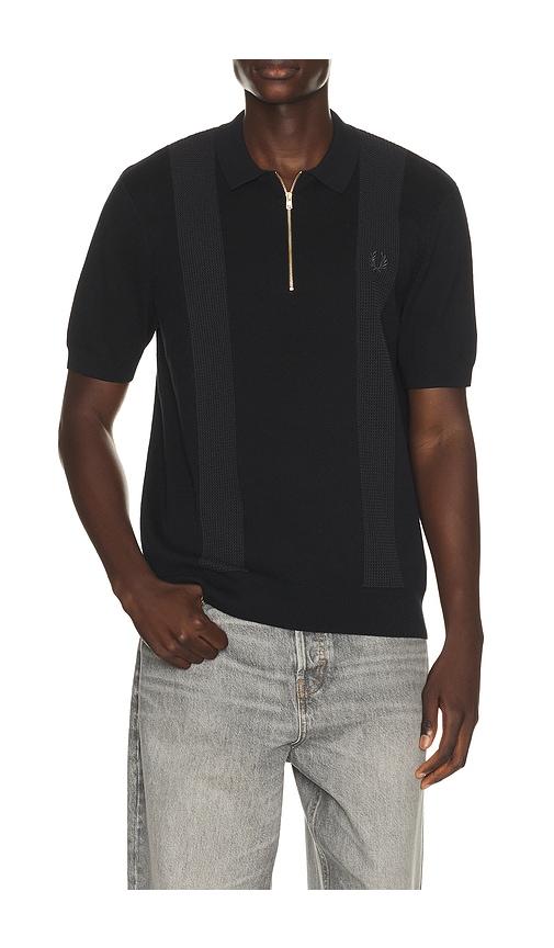 Fred Perry Panel Detail Knitted Polo in Black by FRED PERRY