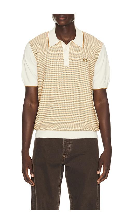 Fred Perry Tonic Waffle Knitted Polo in Cream by FRED PERRY