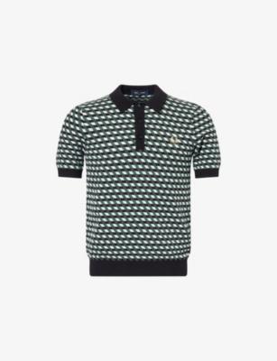 Geometric-Knit Short-Sleeve Knitted Polo Shirt by FRED PERRY