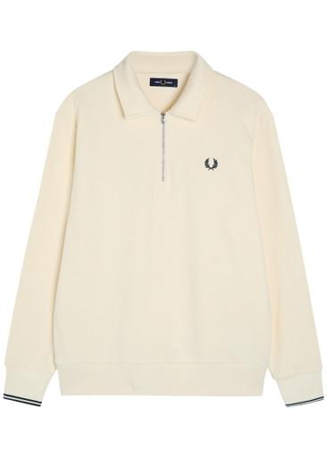 Half-zip logo-embroidered cotton sweatshirt by FRED PERRY
