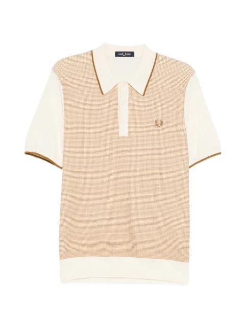 Laurel Wreath textured-knit polo shirt by FRED PERRY