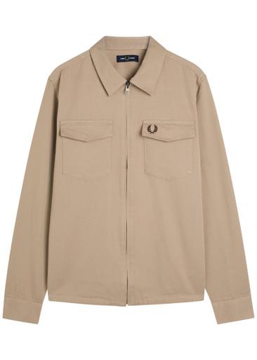 Logo-embroidered cotton-twill overshirt by FRED PERRY