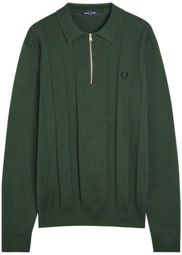 Logo-embroidered fine-knit cotton jumper by FRED PERRY Logo-embroidered fine-knit cotton jumper by FRED PERRY